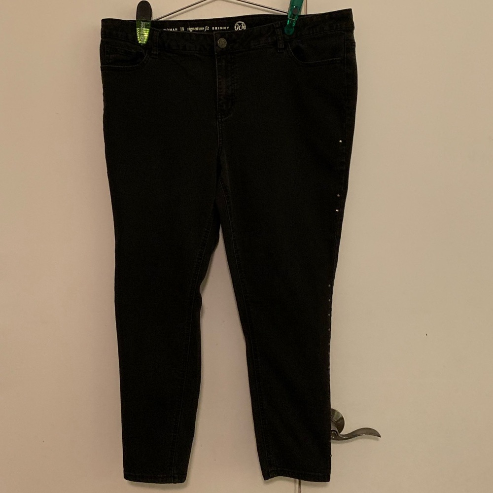 Black denim embellished jeans